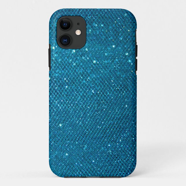 Funda De Case-Mate Para iPhone Purpurina azul (Reverso)