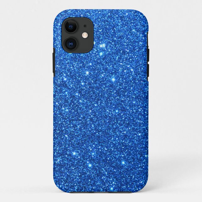 Funda De Case-Mate Para iPhone Purpurina azul brillante (Reverso)