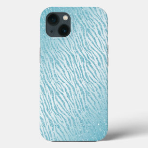 Funda Para iPhone 13 Purpurina azul de impresión animal Glam