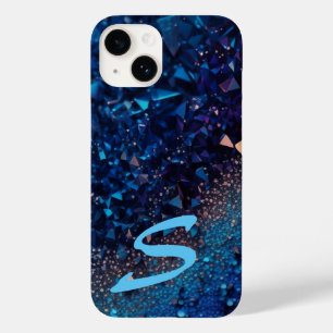 Funda Para iPhone 14 De Case-Mate Purpurina azul de la Marina Monogramada