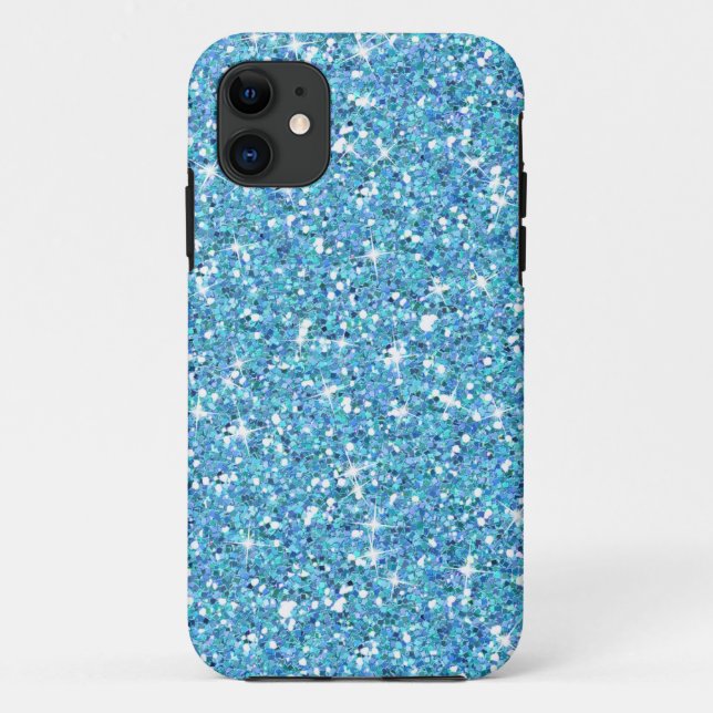 Funda De Case-Mate Para iPhone Purpurina azul del océano Glitzy (Reverso)