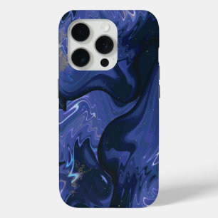 Funda Para iPhone 15 Pro Purpurina azul giratorio galaxia Resumen Patrón có