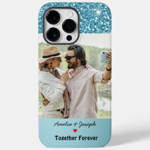 Funda Para iPhone 14 Pro Max De Case-Mate Purpurina azul moderno Personalizado de amor foto
