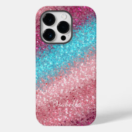 Funda Para iPhone 14 Pro De Case-Mate Purpurina azul rosado moderno Girly