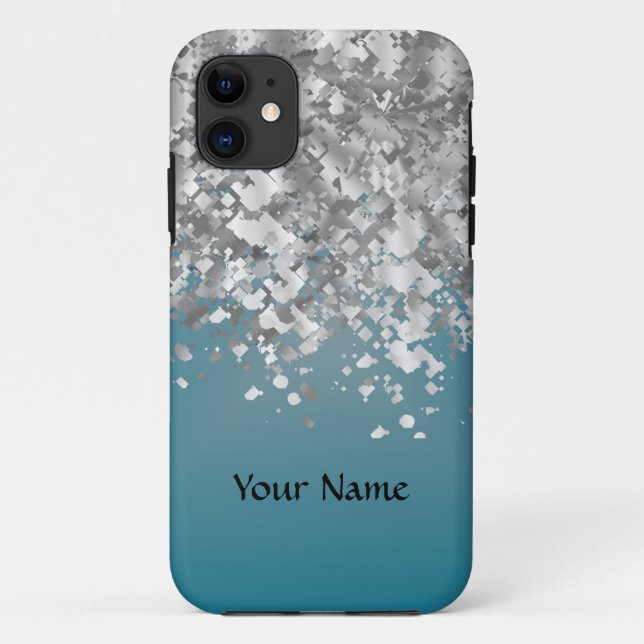 Funda De Case-Mate Para iPhone Purpurina azul y falso verde azulado (Reverso)