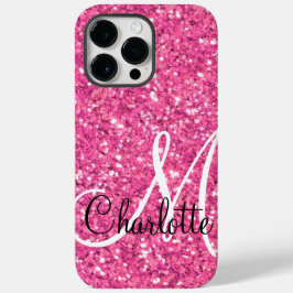 Funda Para iPhone 14 Pro Max De Case-Mate Purpurina brillante rosa monogramado