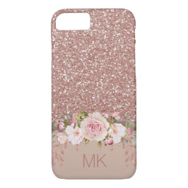Funda Para iPhone 8/7 Purpurina color de rosa del oro floral con el