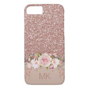 Funda Para iPhone 8/7 Purpurina color de rosa del oro floral con el
