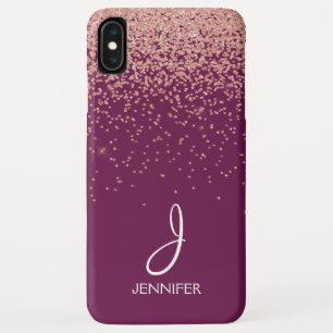 Funda Para iPhone XS Max Purpurina color de rosa y Borgoña del oro cones