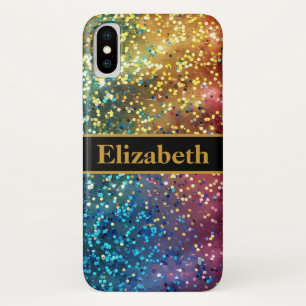 Funda Para iPhone X Purpurina colorida personalizada Relieve metalizad