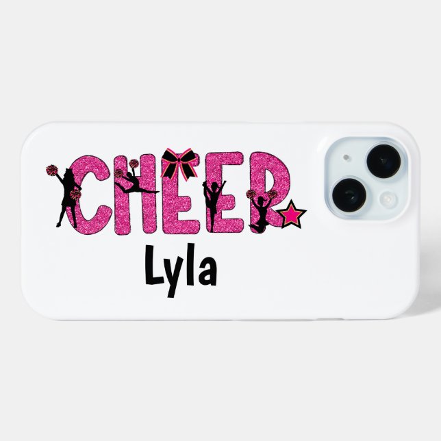 Funda De Case-Mate Para iPhone Purpurina de animadores Cheer Pink personalizado (Reverso (Horizontal) )
