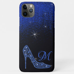 Funda Para iPhone 11 Pro Max Purpurina de brillantes de Diamante Tacones Azules