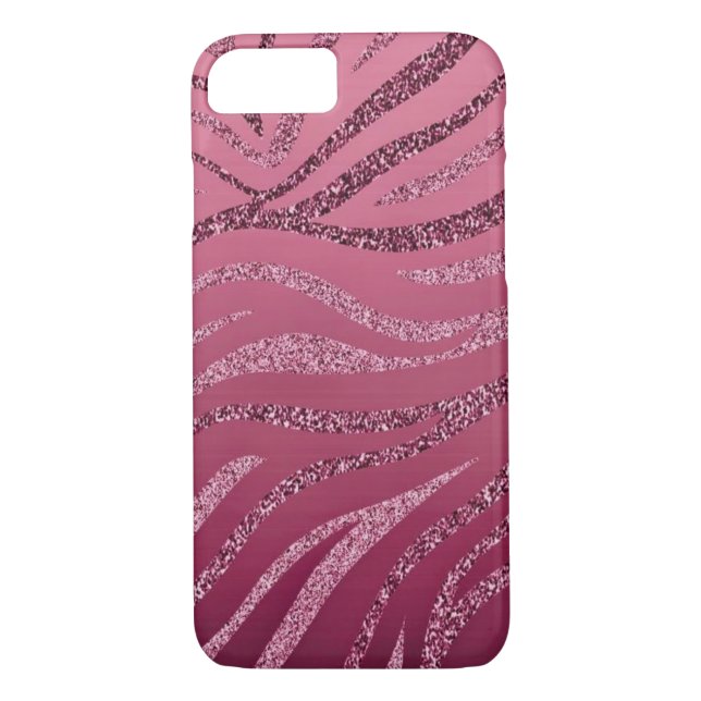 Funda De Case-Mate Para iPhone Purpurina de cebra rosa (Reverso)