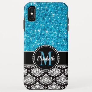Funda Para iPhone XS Max Purpurina de espuma azul, Damask, teléfono móvil d