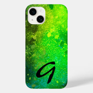 Funda Para iPhone 14 De Case-Mate Purpurina de Faux de Lime Green Forest Monogramado