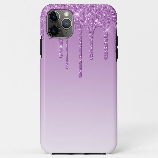 Funda De Case-Mate Para iPhone Purpurina de goteo morado de lavanda (Reverso)