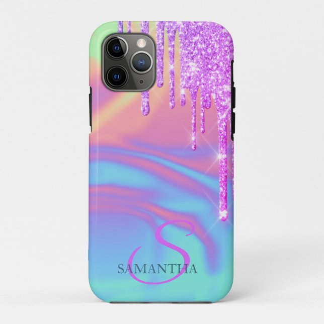 Funda De Case-Mate Para iPhone Purpurina de Guay de moda Dris Ombre Holographic (Reverso)