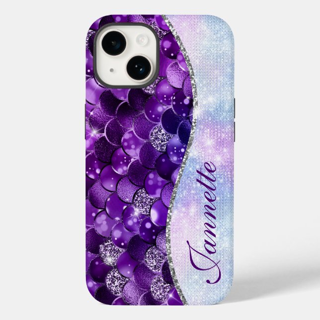 Funda De Case-Mate Para iPhone Purpurina de imitación de la sirena púrpura irland (Reverso )