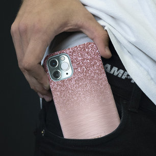 Funda Para iPhone 15 Pro Purpurina de imitación de oro Rosa y textura metál
