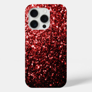 Funda Para iPhone 15 Pro Purpurina de imitación rojo oscuro chispeando