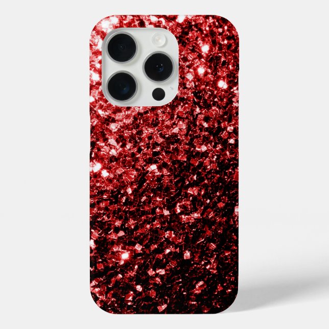 Funda De Case-Mate Para iPhone Purpurina de imitación rojo oscuro chispeando (Reverso )
