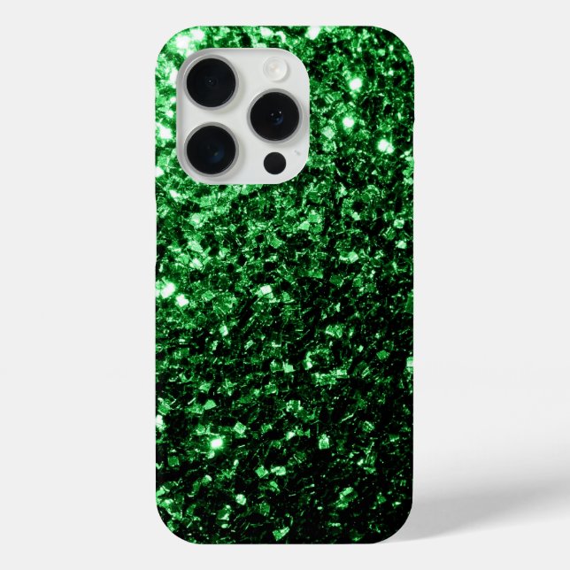 Funda De Case-Mate Para iPhone Purpurina de imitación verde oscuro chispeando (Reverso )