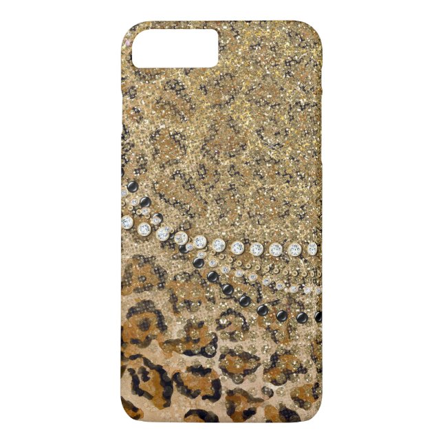 Funda De Case-Mate Para iPhone Purpurina de impresión de animales de leopardo de  (Reverso)
