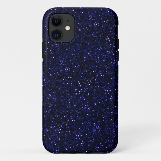Funda De Case-Mate Para iPhone Purpurina de medianoche oscuro de los azules (Reverso)