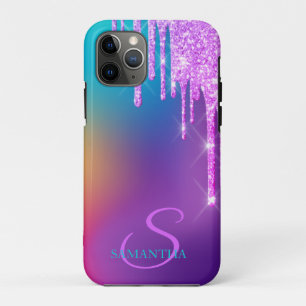 Funda Para iPhone 11 Pro Purpurina de moda Drips Ombre Holographic