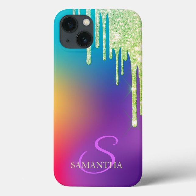 Funda De Case-Mate Para iPhone Purpurina de moda Drips Ombre Holographic (Reverso)