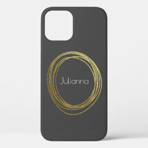 Funda Para iPhone 12 Pro Purpurina de oro abstracto y corto personalizado n