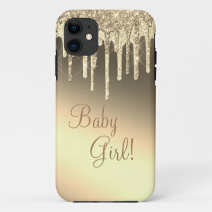 Funda Para iPhone 11 Purpurina de oro Bling Chica Sparkle Glam Moda Nom