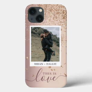 Funda Para iPhone 13 Purpurina de oro de la pareja de caligrafía Rosa d
