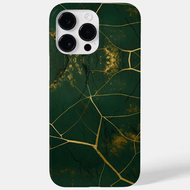 Funda De Case-Mate Para iPhone Purpurina de oro de mármol verde esmeralda (Reverso)