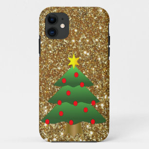 Funda Para iPhone 11 Purpurina de oro del árbol de Navidad