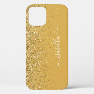 Funda Para iPhone 12 Purpurina de oro moderno guión elegante