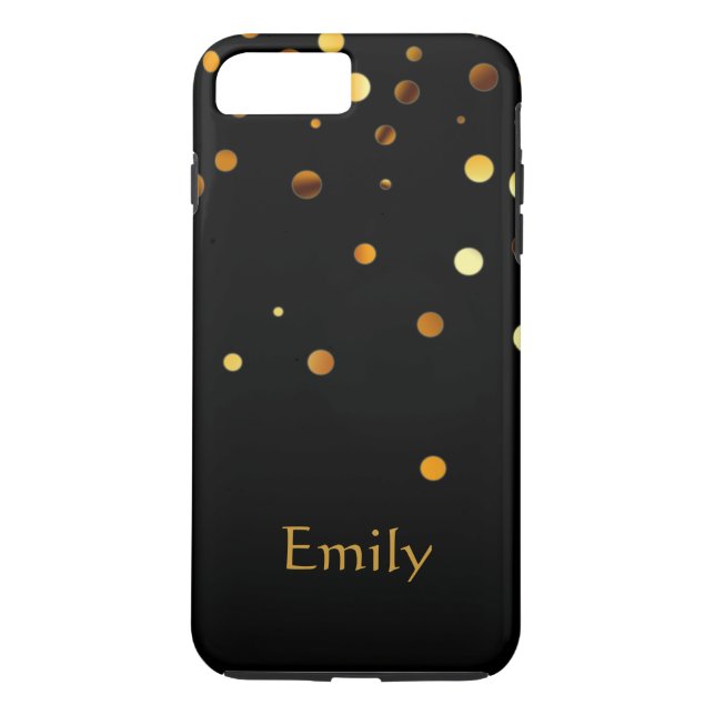 Funda De Case-Mate Para iPhone Purpurina de oro negro personalizado Faux Confetti (Reverso)