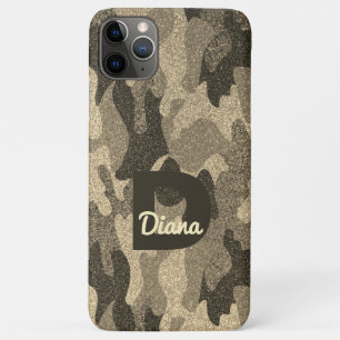 Funda Para iPhone 11 Pro Max Purpurina de oro oscuro camuflaje monograma exteri
