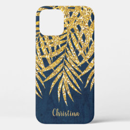 Funda Para iPhone 12 Purpurina de oro Palm Fronds Nombre Marina Persona