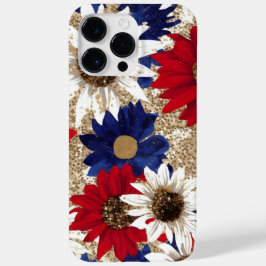 FUNDA PARA iPhone 14 PRO MAX DE Case-Mate PURPURINA DE ORO ROJO BLANCO AZUL MIRAR FLORES