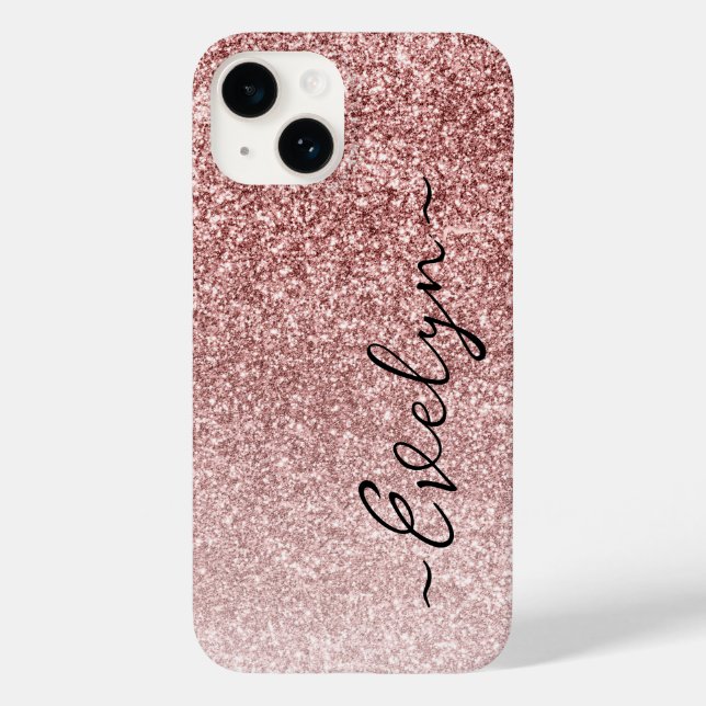 Funda De Case-Mate Para iPhone Purpurina de oro rosa de moda personalizada (Reverso )