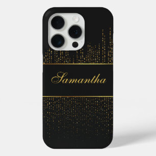 Funda Para iPhone 15 Pro Purpurina de oro y negro personalizado