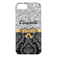 Purpurina DE PLATA NEGRO DAMASK ORO BOW MONOGRAM