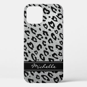 Funda Para iPhone 12 Purpurina de plata personalizado leopard iPhone 12