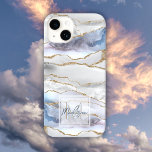 Funda Para iPhone 14 De Case-Mate Purpurina de Relieve metalizado de oro de agate az<br><div class="desc">Estuche para purpurina de Relieve metalizado oro y azul agate geode oro con su monograma y nombre. Este estuche de teléfono está disponible para varios teléfonos,  elige el tuyo.</div>