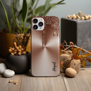Funda Para iPhone 13 Pro Max Purpurina de Rosa de oro de espuma de lujo person