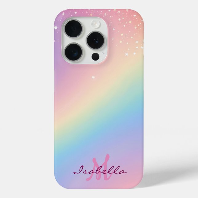 Funda De Case-Mate Para iPhone Purpurina de unicornio arcoiris (Reverso )
