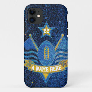 Funda Para iPhone 11 Purpurina Deportivo Deportivo Azul y Oro