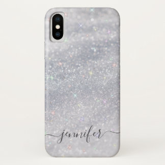 Funda Para iPhone X Purpurina elegante plateado