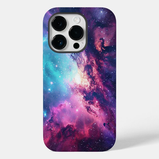 Funda De Case-Mate Para iPhone Purpurina espacial galaxia nebulosa universo rosa  (Reverso )